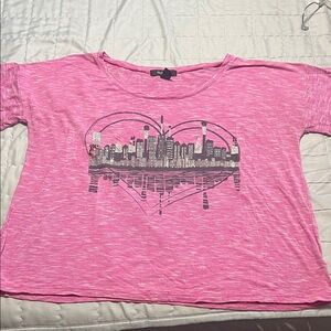 Style & Co. Pink Graphic Heart Tee